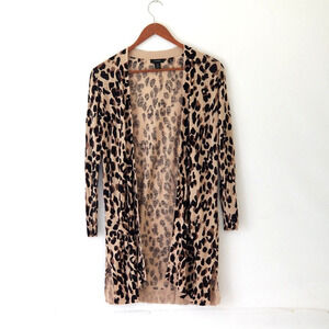Halogen Brown open front Leopard Print cardigan - Size XXS